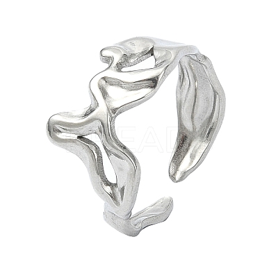 304 Stainless Steel Cuff Rings for Women LS-RJEW-M019-38P-1