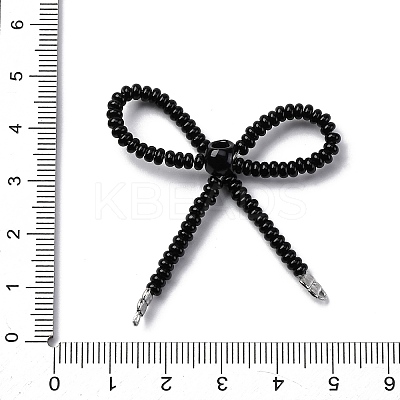Alloy & Glass Seed Beads Bowknot Chandelier Component Links PALLOY-D359-03G-1