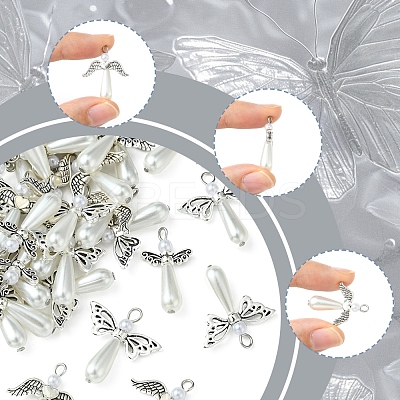 50Pcs 3 Style Angel Plastic Imitation Pearl Pendants PALLOY-FS00026-1