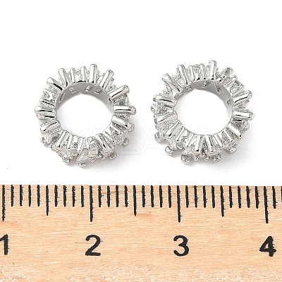 Brass Micro Pave Cubic Zirconia Rondelle Wheel European Beads LS-KK-A254-08P-1