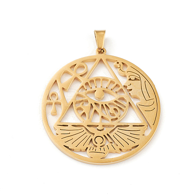 304 Stainless Steel Hollow Pendants STAS-P321-02G-1