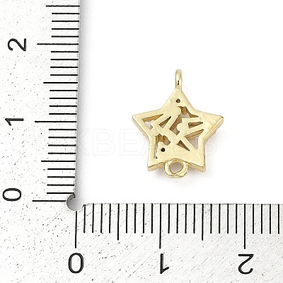 Brass Clear Cubic Zirconia Connector Charms KK-Z094-03G-02-1