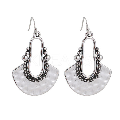 Bohemian Style Fan Alloy Imitation Leather Cord Dangle Earrings FS-WGA2883-01-1