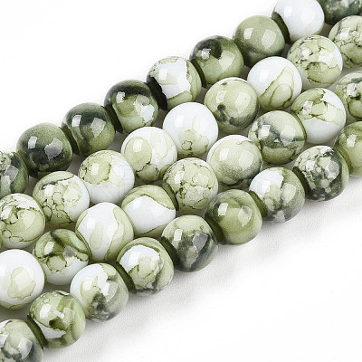 Baking Paint Glass Beads Strands DGLA-N003-8mm-C06-1