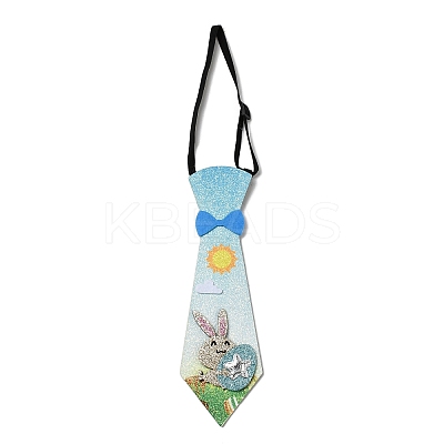 Easter Theme Rabbit Egg Glitter Felt Necktie AJEW-C030-01C-1
