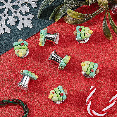 Zinc Alloy & Resin Christmas Tree Shaped Toilet Tank Button AJEW-WH20008-21B-01-1