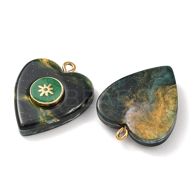 304 Stainless Steel Resin Pendants STAS-F352-07A-02-1