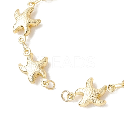 Ocean 304 Stainless Steel Starfish Link Chain Bracelet Making AJEW-JB01552-1