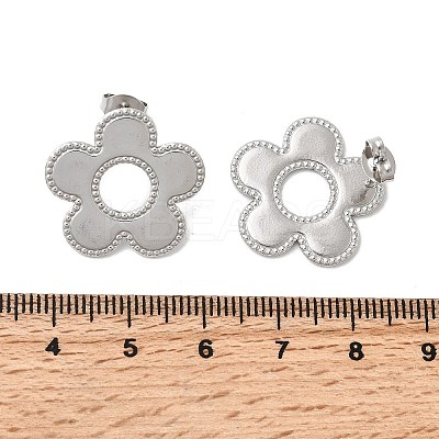 304 Stainless Steel Flower Stud Earrings LS-EJEW-F398-02P-1