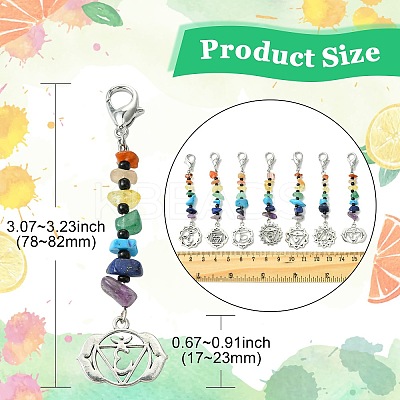 7Pcs Natural & Synthetic Gemstone Pendant Decoration HJEW-CJ00057-1