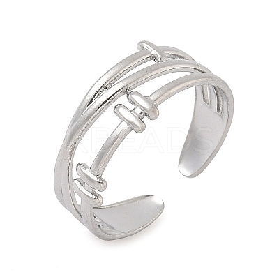304 Stainless Steel Open Cuff Rings for Women RJEW-A079-04D-P-1