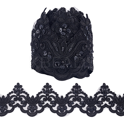 3 Yards Polyester Embroider Flower Lace Trim OCOR-MA0001-47A-1
