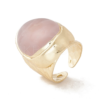 Gemstone Irregular Oval Open Cuff Ring RJEW-I082-11G-1