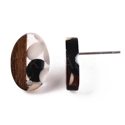 Resin & Walnut Wood Stud Earring Findings MAK-N032-004A-E01-1