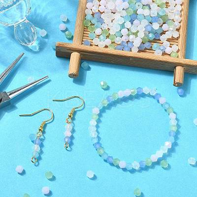 600Pcs 6 Colors Imitation Jade Electroplate Glass Beads Strands GLAA-YW0003-28-1