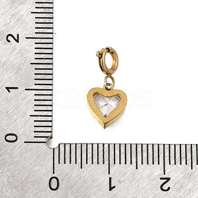 Heart 304 Stainless Steel Rhinestone Pendant Decorations STAS-H202-39G-1