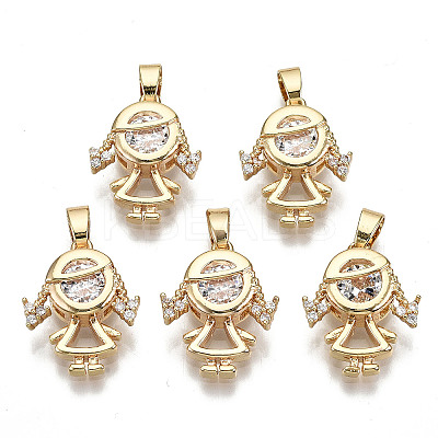 Brass Micro Pave Clear Cubic Zirconia Pendants RJEW-T063-53G-NF-1