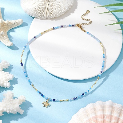 Summer Beach 304 Stainless Steel Pendant Necklaces for Women NJEW-JN05241-01-1
