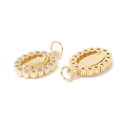 Rack Plating Brass Micro Pave Clear Cubic Zirconia Pendants ZIRC-I057-23G-1