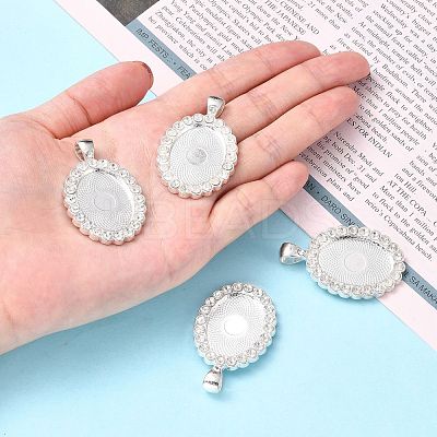 Oval Alloy Rhinestone Pendant Cabochon Settings ALRI-T354-01S-1