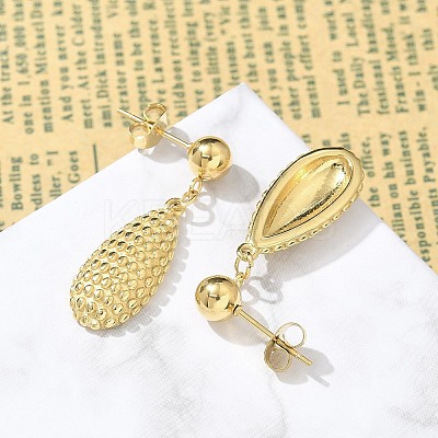 Ion Plating(IP) 304 Stainless Steel Teardrop Dangle Stud Earrings for Women EJEW-A119-16G-1