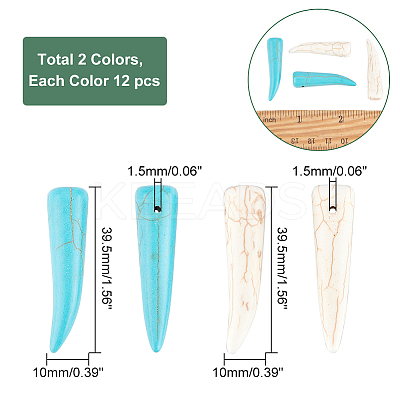 24Pcs 2 Colors Synthetic Turquoise Pendants G-AR0004-74-1
