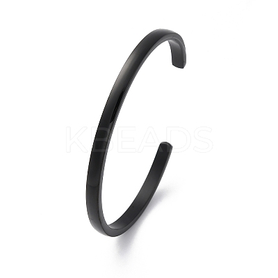 Ion Plating(IP) 304 Stainless Steel Cuff Bangles STAS-I110-10-4mm-B-1