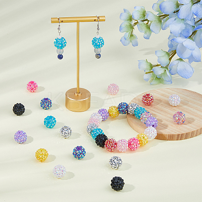 72Pcs 12 Colors Resin Rhinestone Beads RESI-DC0001-37-1