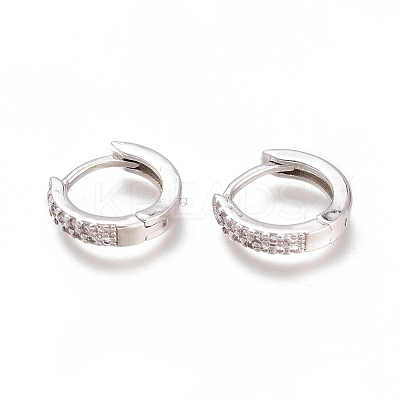 Brass Micro Pave Clear Cubic Zirconia Huggie Hoop Earrings ZIRC-H102-07P-1