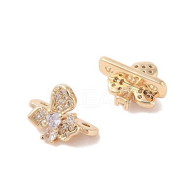 Brass Micro Pave Cubic Zirconia Slide Charms KK-B100-059G-01-1