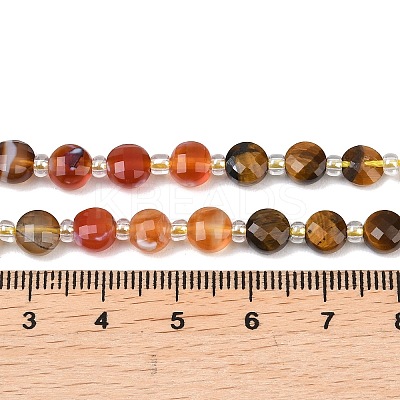 Natural Crazy Agate & Tiger Eye & Red Aventurine & Dyed White Jade & Red Agate Beads Strands G-Z135-B06-1