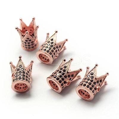 Rack Plating Brass Cubic Zirconia Beads ZIRC-S034-01RG-1