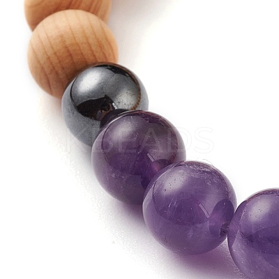 Natural Wood Beads Stretch Bracelets BJEW-JB06516-1