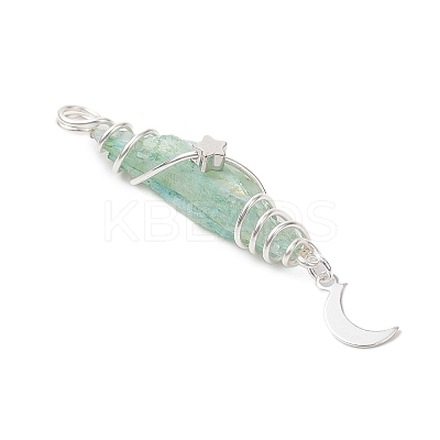 3Pcs 3 Styles Electroplated Natural Quartz Crystal Nuggets Copper Wire Wrapped Pendants PALLOY-JF03128-08-1