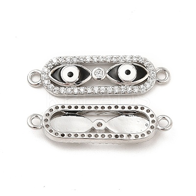 Brass Micro Pave Clear Cubic Zirconia Connector Charms with Enamel KK-E068-VB397-2-1