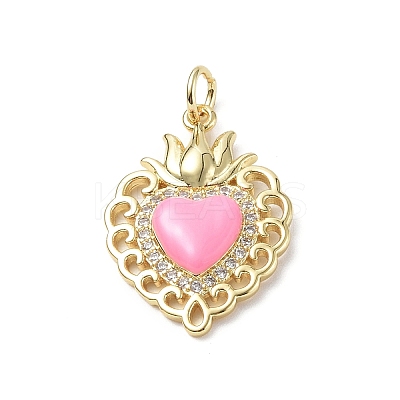 Eco-Friendly Rack Plating Brass Micro Pave Cubic Zirconia Pendants KK-F845-33G-1
