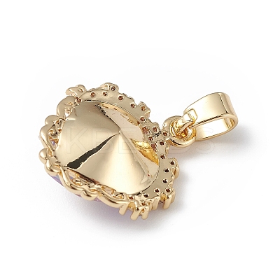 Real 18K Gold Plated Rack Plating Brass Micro Pave Clear Cubic Zirconia Pendants KK-C015-05G-03-1