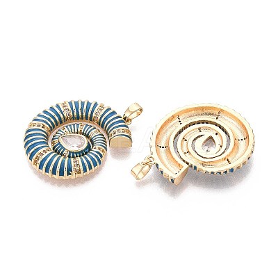 Brass Micro Pave Clear Cubic Zirconia Enamel Pendants KK-T071-28G-02-1