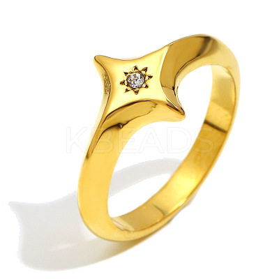 316L Surgical Stainless Steel with Clear Cubic Zirconia Finger Rings WGD89A7-01-1