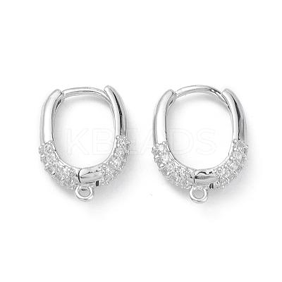 Brass Micro Pave Clear Cubic Zirconia Hoop Earring Findings EJEW-K245-20P-1