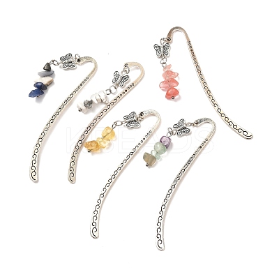 Natural & Synthetic Gemstone Zinc Alloy Bookmarks AJEW-JK00173-1