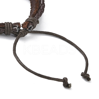 PU Leather & Waxed Cords Triple Layer Multi-strand Bracelets BJEW-G709-02-1
