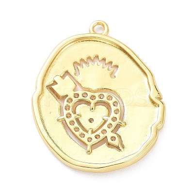 Brass Micro Pave Clear Cubic Zirconia Pendants ZIRC-P085-23G-1