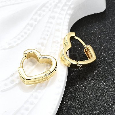 Heart Brass Hoop Earrings EJEW-H157-05G-1