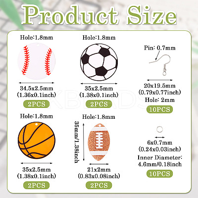 DIY Sport Ball Theme Acrylic Dangle Earrings Making Kit DIY-TA0009-19-1