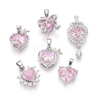 Brass Micro Pave Cubic Zirconia Pendants KK-T072-54P-1