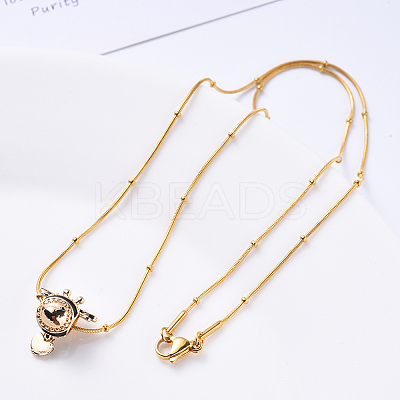 PVD Vacuum Plating 304 Stainless Steel Round Snake Chain Necklace NJEW-S420-009C-G-1