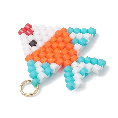 Glass Seed Beaded Fish Pendants PALLOY-MZ01219-02-1