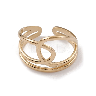 Ion Plating(IP) 304 Stainless Steel Wire Knot Open Cuff Rings for Women RJEW-G285-52G-1