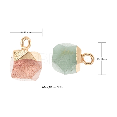 6Pcs 3 Style Electroplate Natural Gemstone Charms G-FS0001-39-1